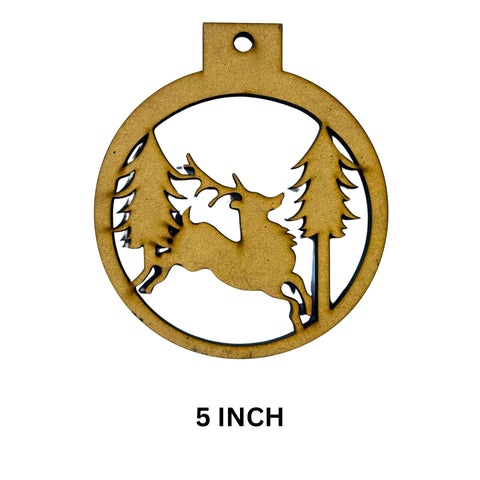 MDF Reindeer with Trees Hanging Craft Ornament-642