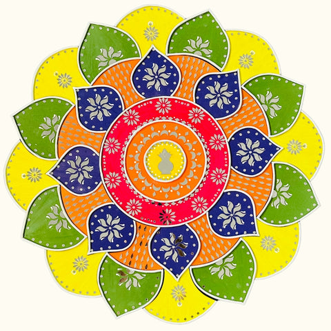 Round Decorative Rangoli cutout (with mirrors)-604