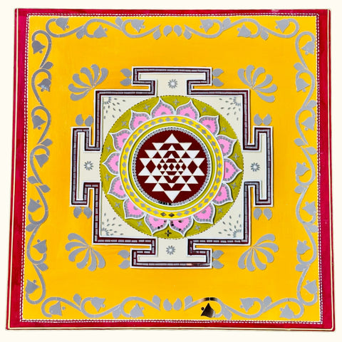 Premarked Shree Yantra Decorative Cutout with Mirror-605