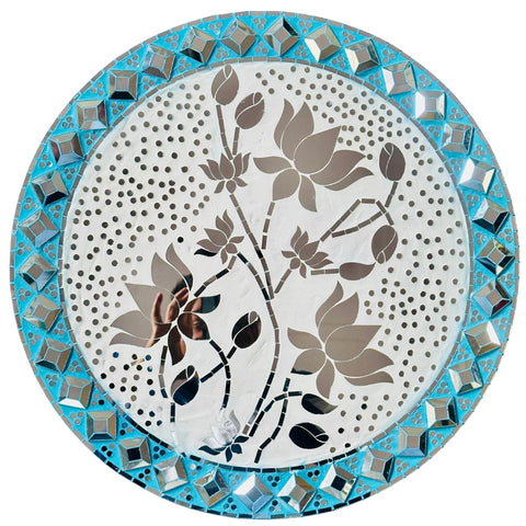 Premarked Lotus Design  MDF Board With Mirror(3D Square Mirror)-636