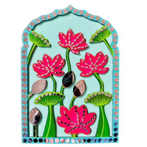 Floral Jharokha MDF Cutout  with mirrors - 608