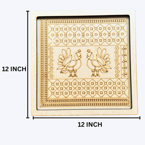 Peacock Border Premarked MDF Frame Board for Lippan Art-762