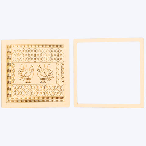 Peacock Border Premarked MDF Frame Board for Lippan Art-762