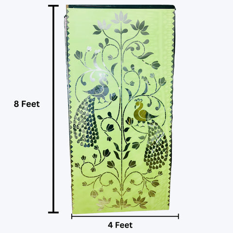 Peacock Lotus Jharokha Mirror Work 3 Panel Backdrop(Ready Piece) - BAPS-43