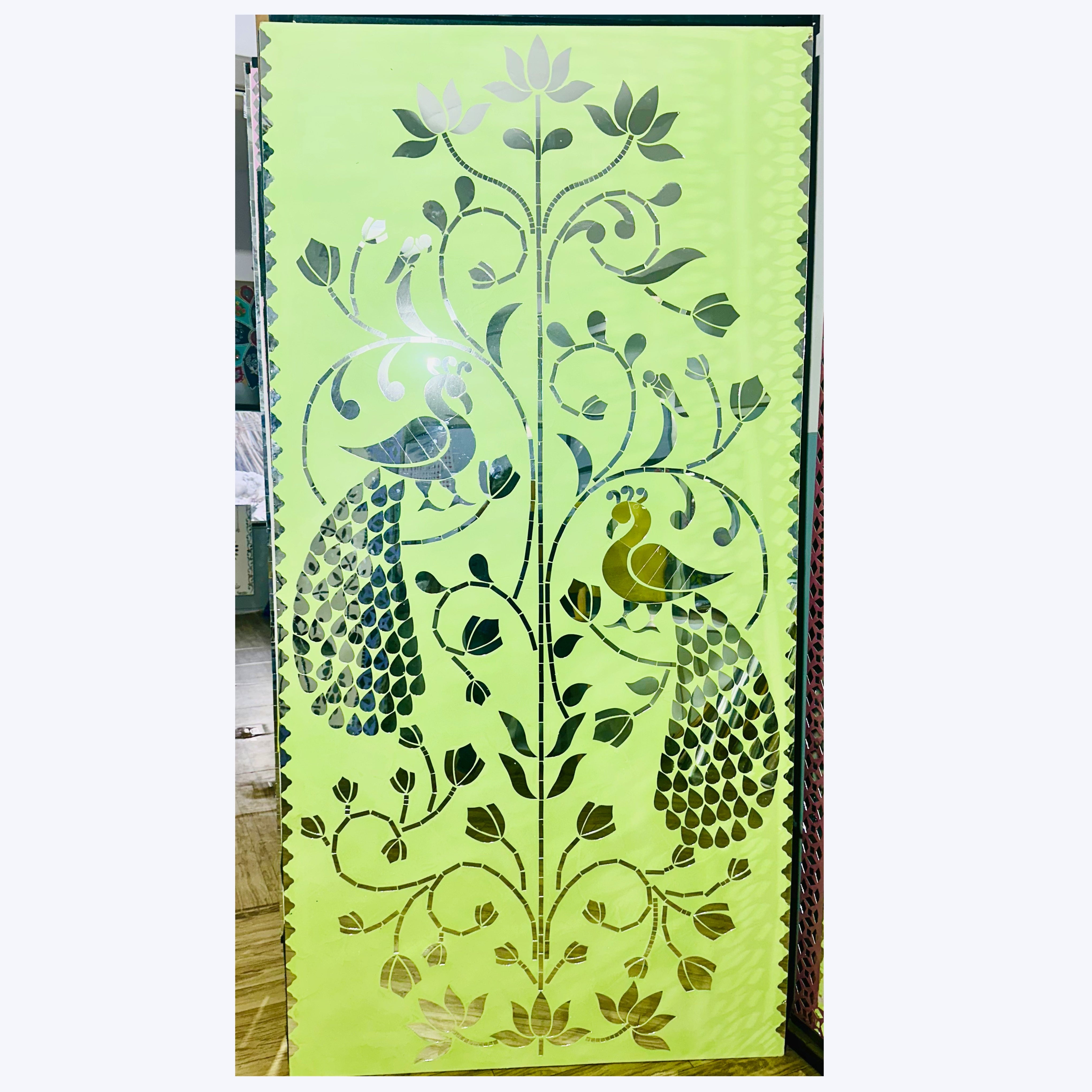 Peacock Tree Design Event Panel with Mirror Work – Wedding & Stage Bac ...