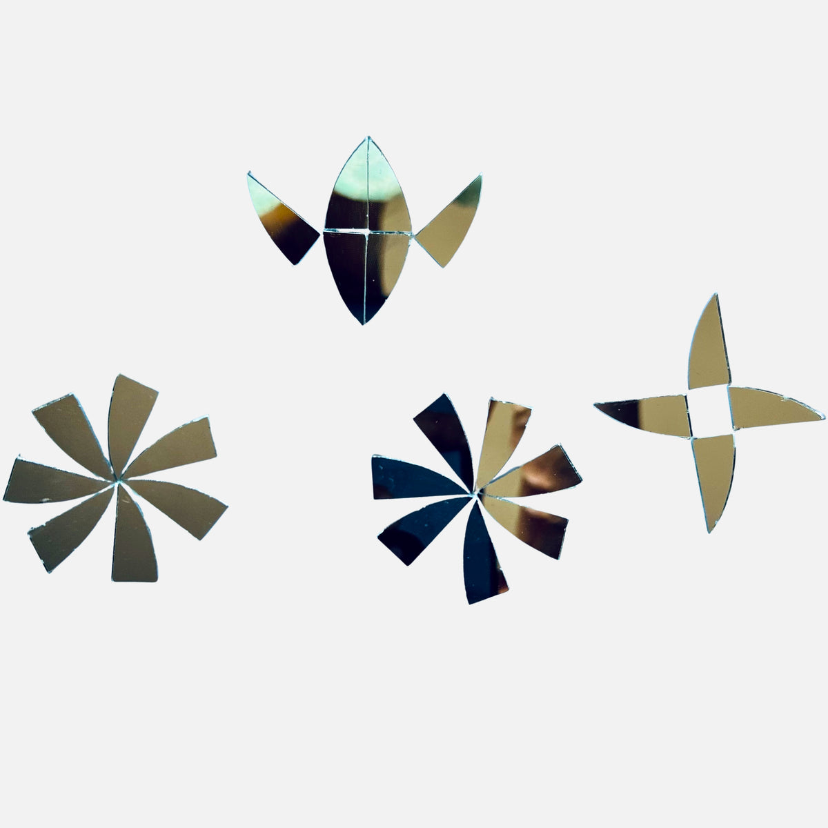 Triangle Petal Shape Silver Mirror Set – (Left & Right) for Lippan Art-TR_2