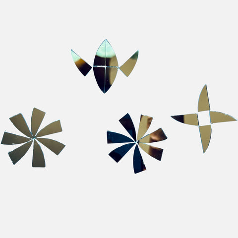 Triangle Petal Shape Silver Mirror Set – (Left & Right) for Lippan Art-TR_2