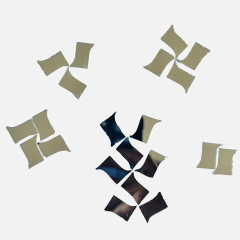 Limited Edition Curved Square Petal Shape Silver Mirror for Lippan Art-Ex-43