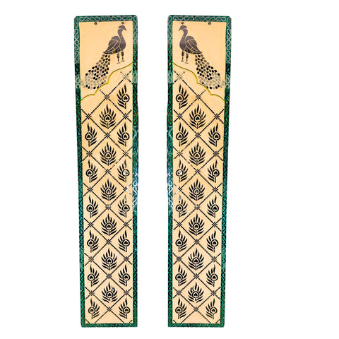 Twin Peacock Mirror MDF Wall Décor Panel Set-780