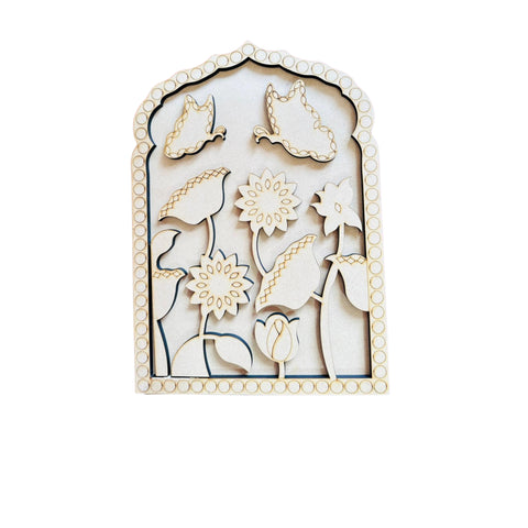 Lotus Butterfly Jharokha MDF Base for Lippan Art-624