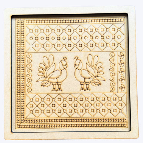 Peacock Border Premarked MDF Frame Board for Lippan Art-762