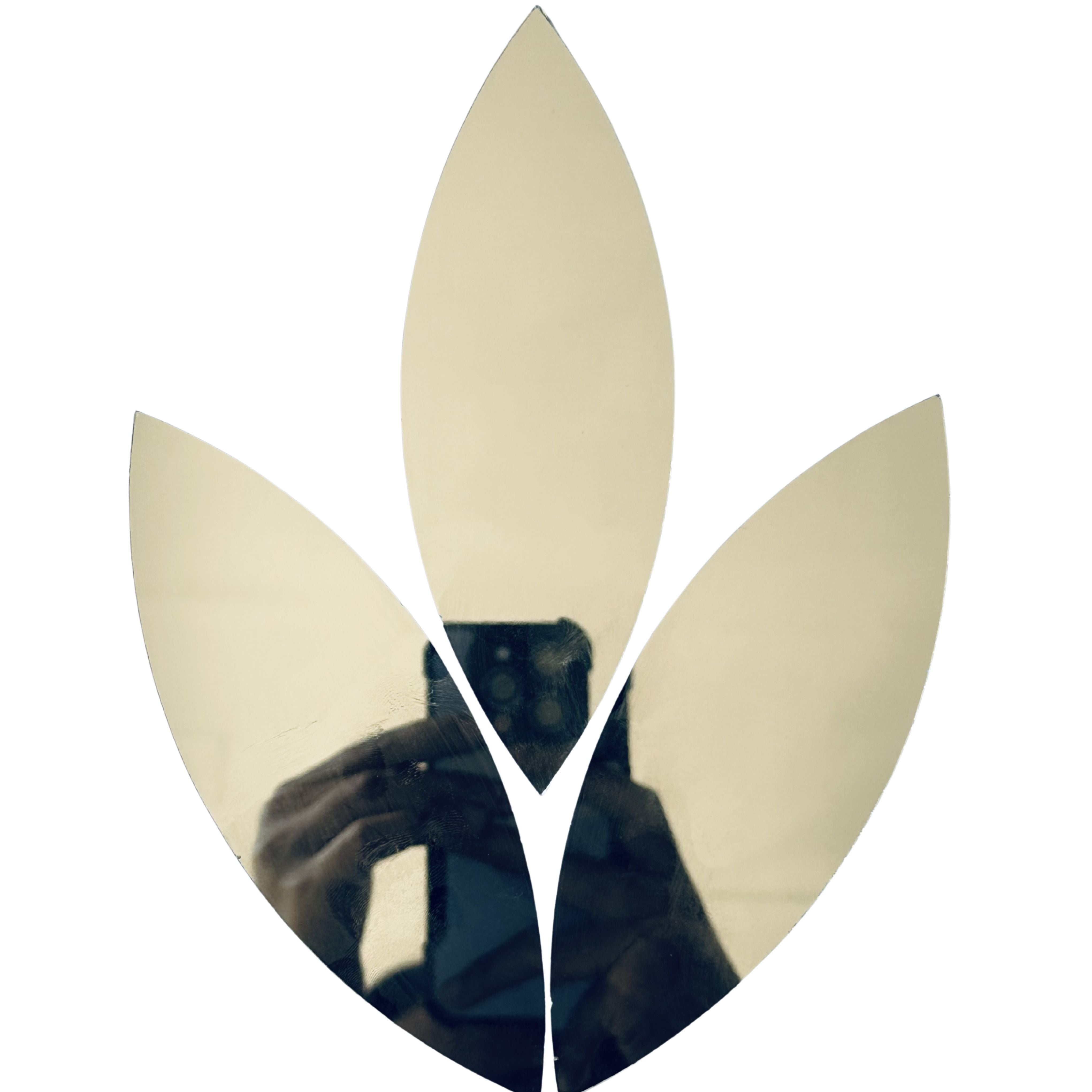 Lotus petal shape silver mirror pieces for Lippan art and DIY craft, perfect for creating lotus designs, floral patterns, and elegant wall décor with a clean reflective finish