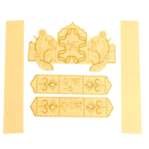 Mini Premarked MDF Shubh Labh Toran (4.2 Inch) for Lippan Art & Festive Decoration-771