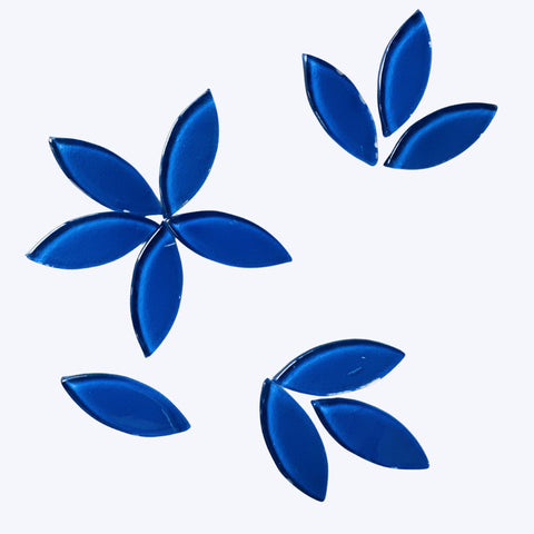Glossy Blue Mosaic Tiles Leaf Shape-736