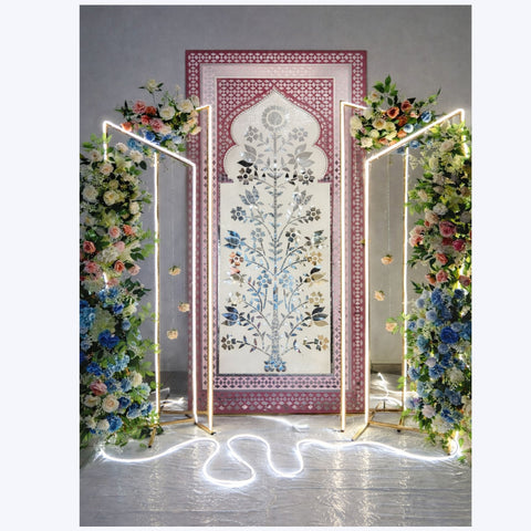Designer Mirror Backdrop Setup (Only Mirror & Stencil)  for Royal Wedding & Event Decor-1410