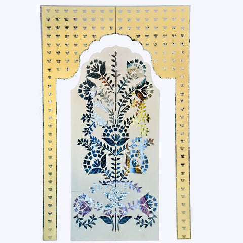 Premium Floral Jharokha Mirror Backdrop (Only Mirror & Stencil) for Wedding  & Event Decor-1449
