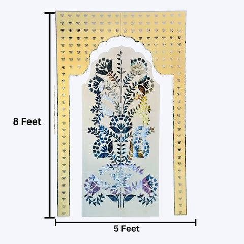 Premium Floral Jharokha Mirror Backdrop (Only Mirror & Stencil) for Wedding  & Event Decor-1449