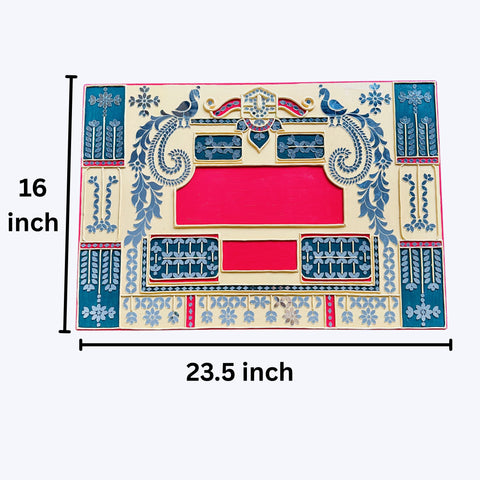 Premium Peacock Jharokha MDF Name Plate with Mirror Work-731