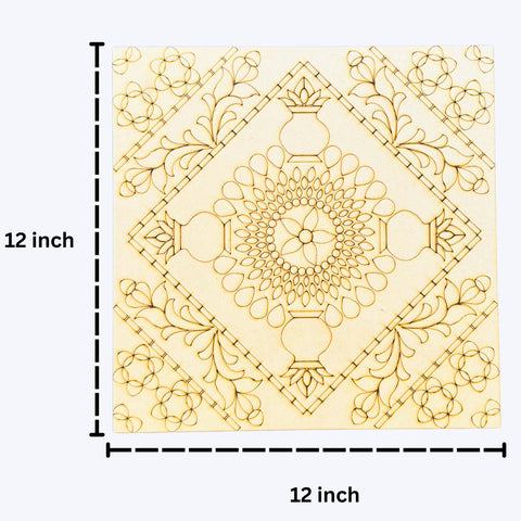 Kalash Mandala Premarked MDF Board Set (4 Parts) for Lippan Art-761