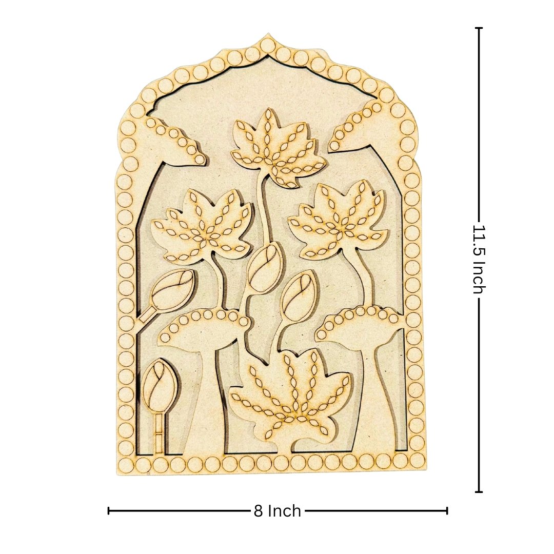 Floral Jharokha MDF Cutout  with mirrors - 608