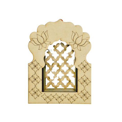 Mdf jharokha candle holder with mirrors - 541