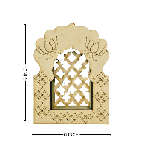 Mdf jharokha candle holder with mirrors - 541