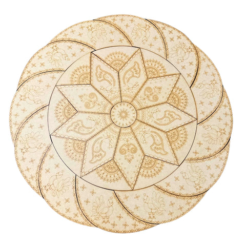 Premarked Peacock Design Rangoli cutout MDF Board With Mirror-635