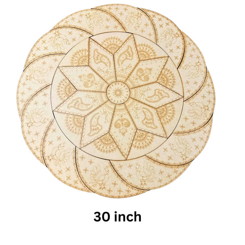 Premarked Peacock Design Rangoli cutout MDF Board With Mirror-635