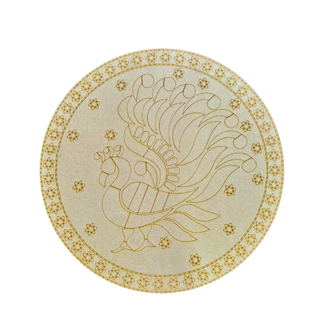 Decorative Round Premarked Peacock MDF With Mirror -562