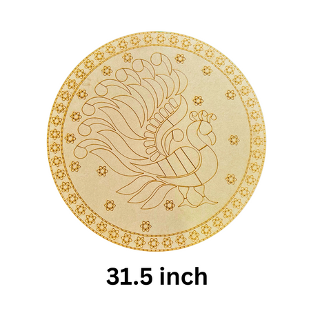 Decorative Round Premarked Peacock MDF With Mirror -562