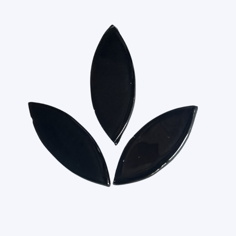 Glossy Black Mosaic Tiles Leaf Shape-738