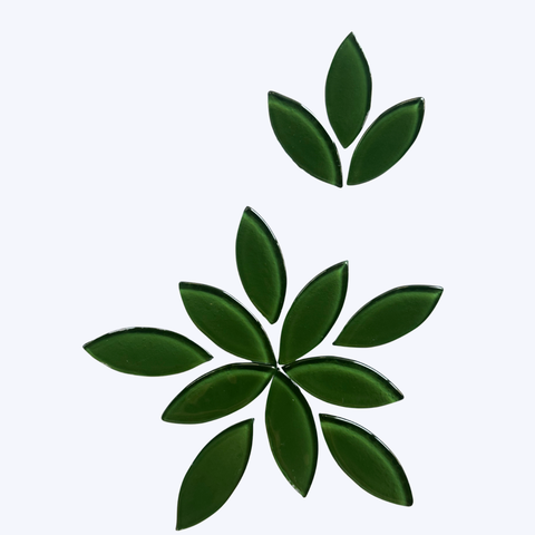 Glossy Green Mosaic Tiles Leaf Shape-734