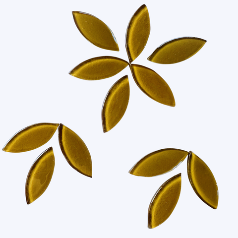 Glossy Golden Mosaic Tiles Leaf Shape-739