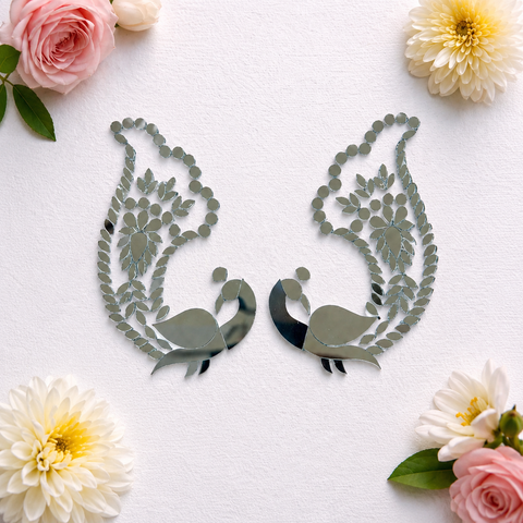 Fancy silver peacock shape mirror-1408