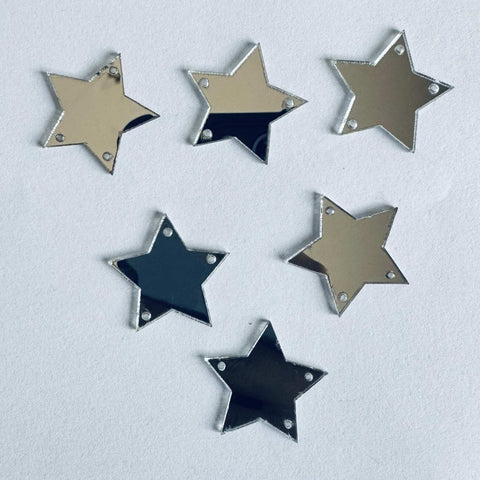Silver & golden Acrylic Star Mirror for Fabric Embroidery ( with holes ) A-221