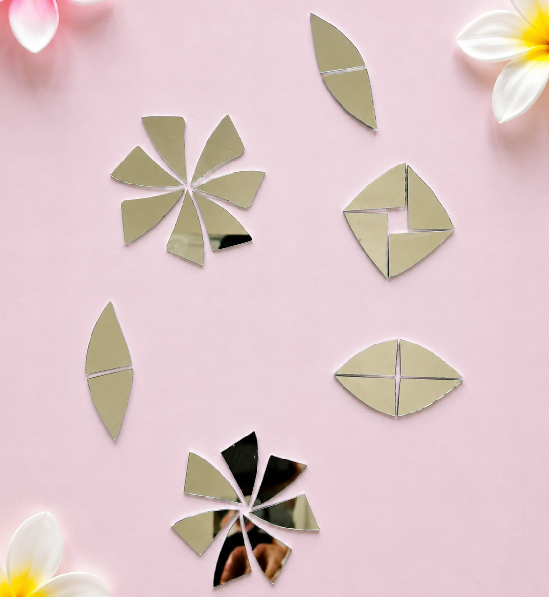 Triangle Petal Shape Silver Mirror Set – (Left & Right) for Lippan Art-TR_1