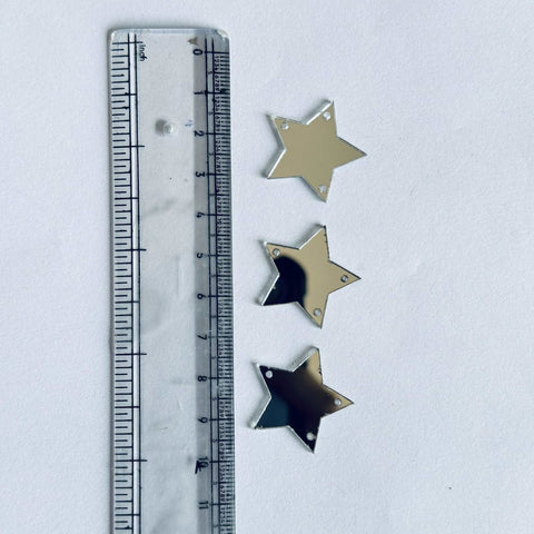 Silver & golden Acrylic Star Mirror for Fabric Embroidery ( with holes ) A-221