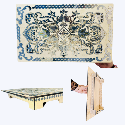 Premium Premarked MDF Chowki with Mirror -733