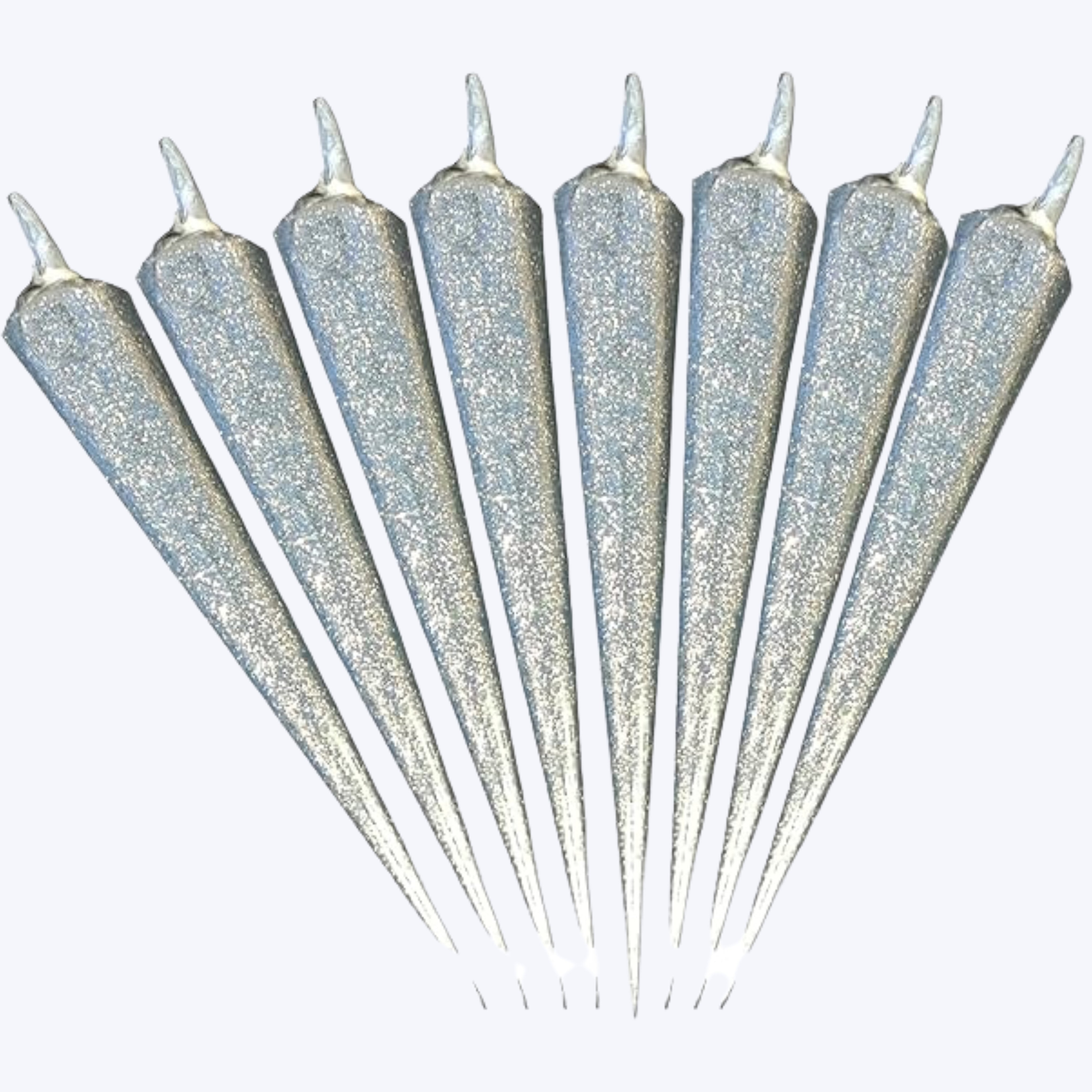 Silver glitter cone for Lippan art and DIY craft, smooth flow applicator for outlining, detailing, and decorative mirror work projects.