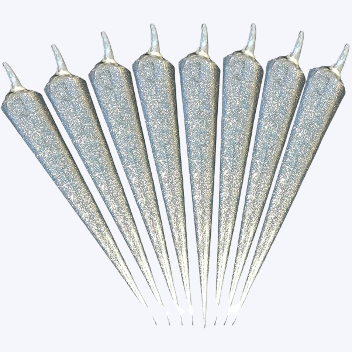 Silver glitter cone for Lippan art and DIY craft, smooth flow applicator for outlining, detailing, and decorative mirror work projects.