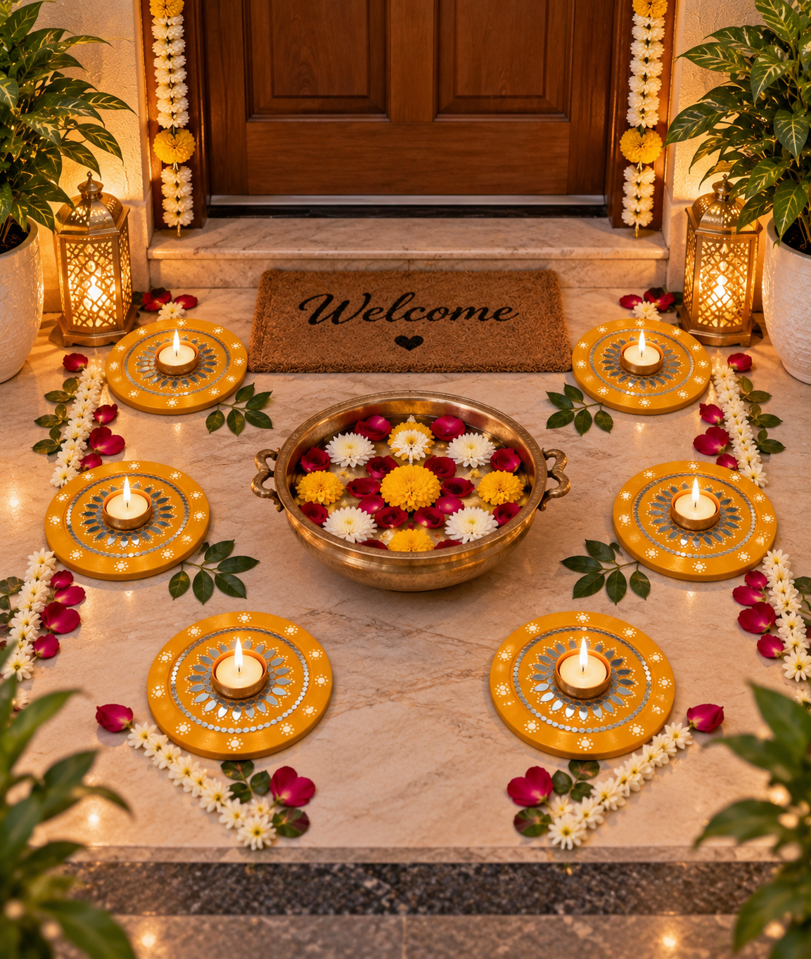 Ready Piece Round Silver Mirror Decor for Wall, Festive & Home Decoration (Ready Piece)- BAPS-109