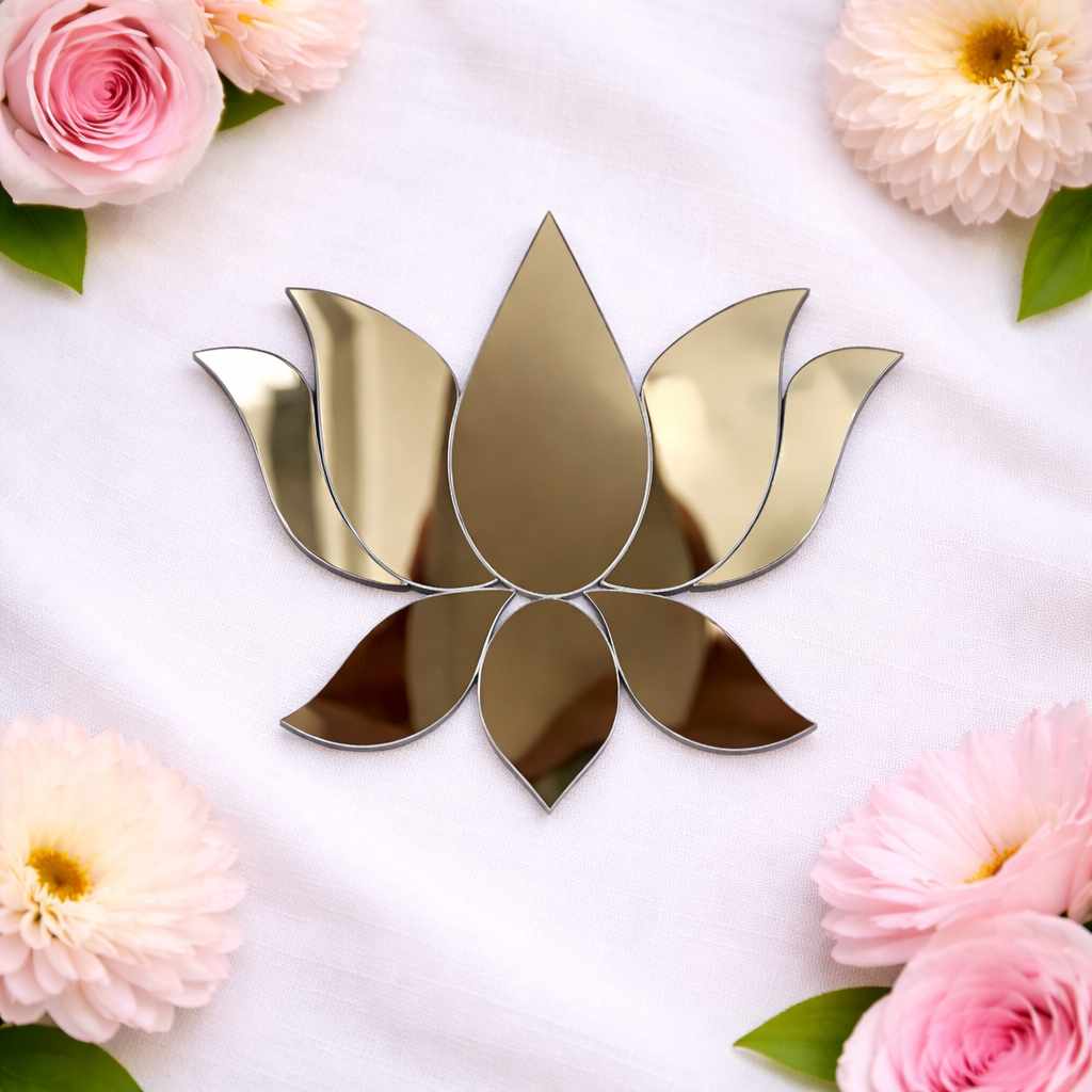 Fancy lotus shape silver mirror  K-109