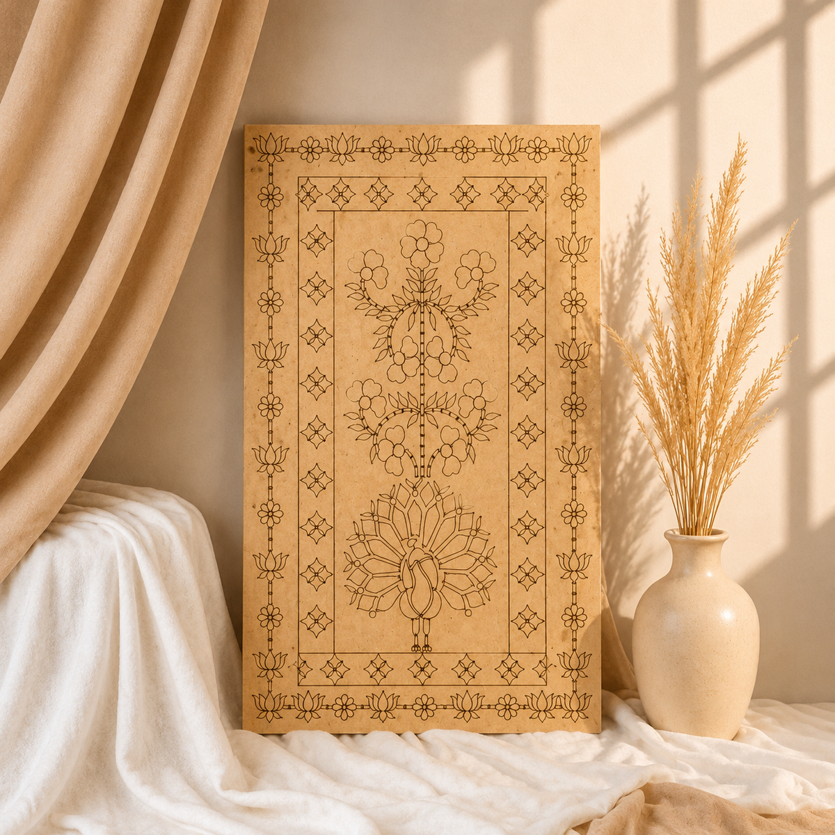 Premium rectangle Mandala Premarked MDF Board for Lippan Art-759