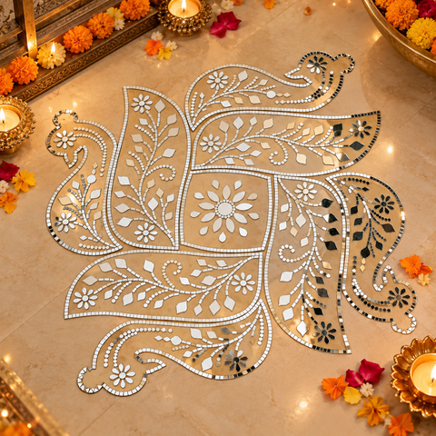 Ready-Made Mirror Floral Paisley Wall Décor Piece ST-62