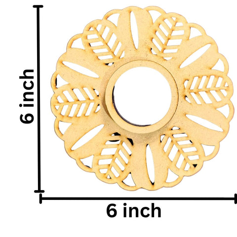 Round Leaf Design MDF Tea Light Candle Holder for DIY Art & Home Décor-795
