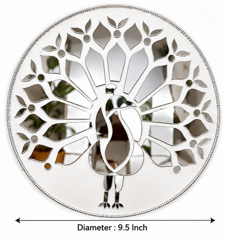 Peacock Mirror Wall Decor – Ready-Made Decorative Mirror Art on Transparent Sheet ST-41