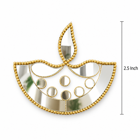 Ready to Use Diya Mirror Patch on Transparent Sheet – Silver or Golden Border Option st-86