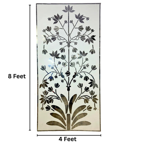 3 Panel Peacock Arch & Lotus Tree Mirror Backdrop Set (only mirror & stencil)-BAPS-26