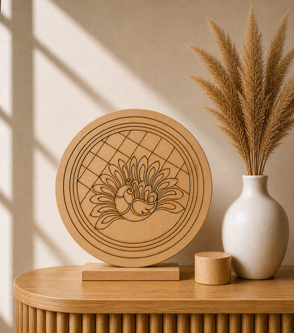 MDF Premarked Round Peacock shape-364