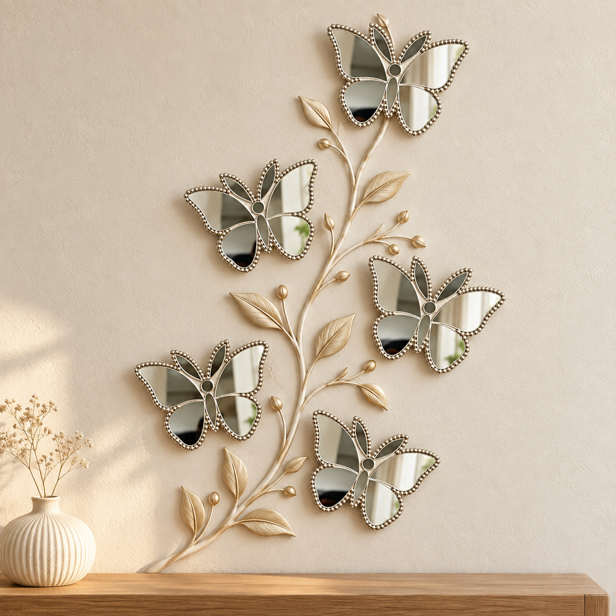 Butterfly Mirror Wall Decor – Ready Made Decorative Mirror Art Piece ST-42